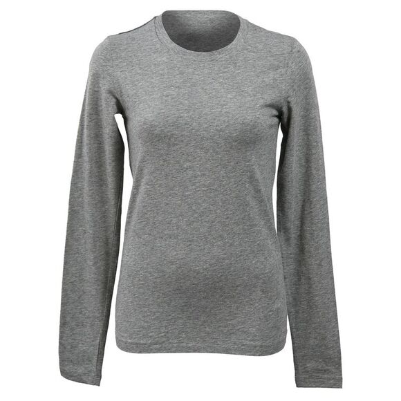 Theory Crewneck Long Sleeve Top in Grey Cotton